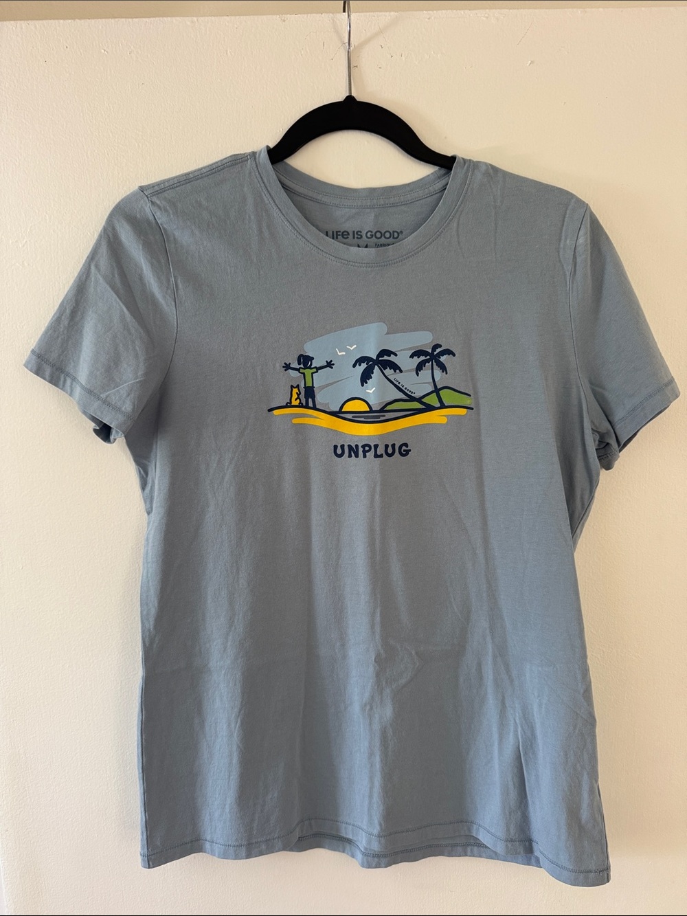 Life Is Good Light Blue 'Unplug' Graphic Short Sleeve Tee